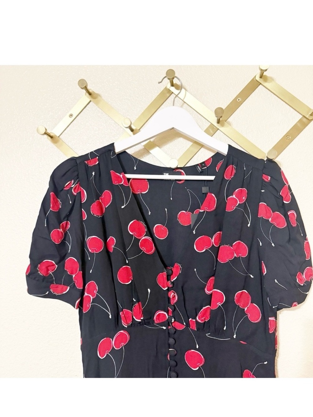 NWT The Kooples Cherry Logo Short Sleeve Button Front  Midi Dress size 3/US 8 - Picture 5 of 7